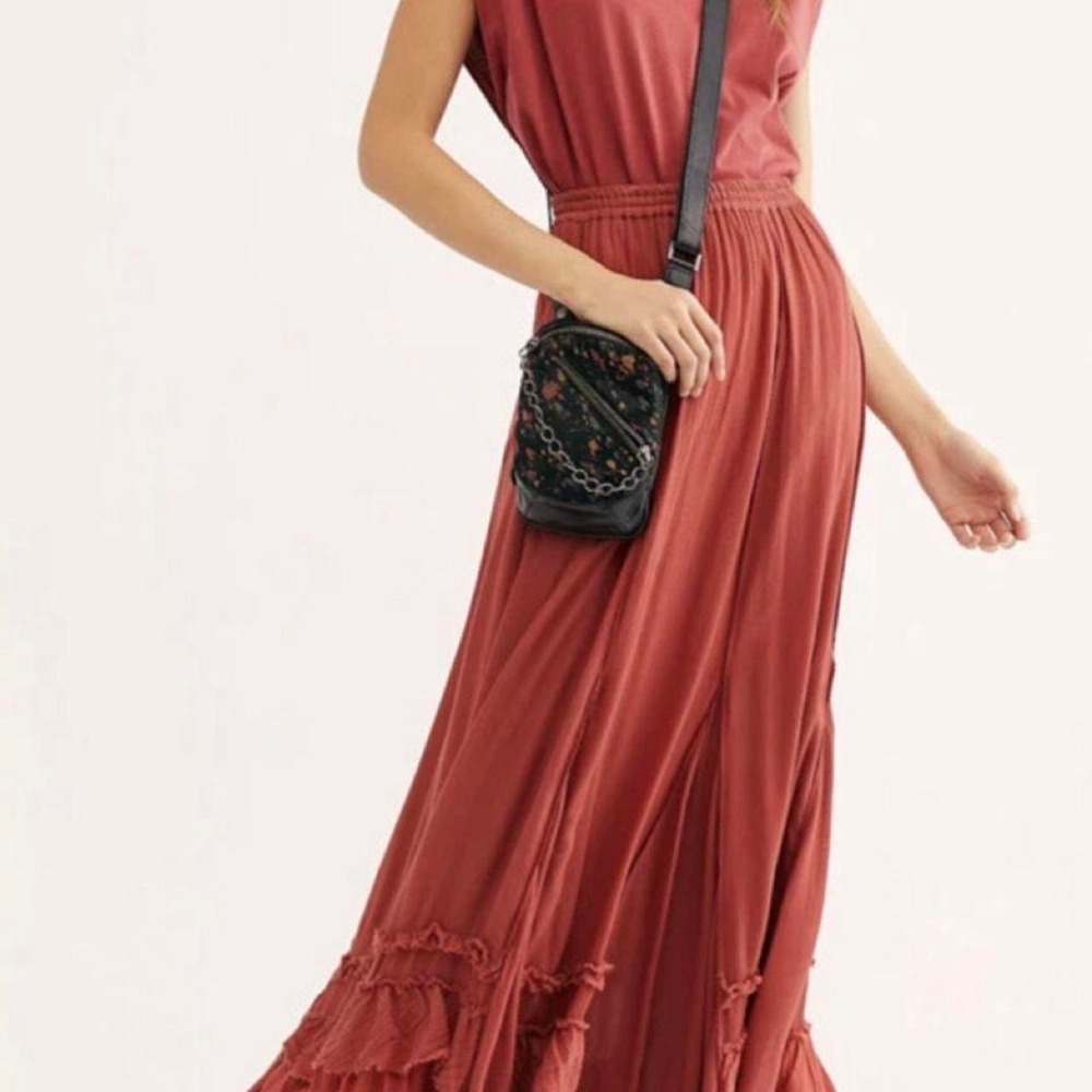 Free People FP One Cypress Ruffle Boho Maxi Skirt Cottagecore Festival Fairy